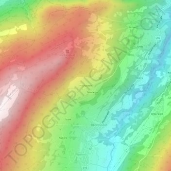 Carte topographique Hochasten, altitude, relief