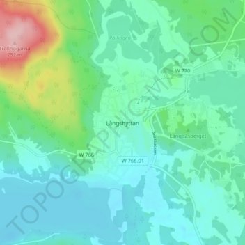 Carte topographique Långshyttan, altitude, relief