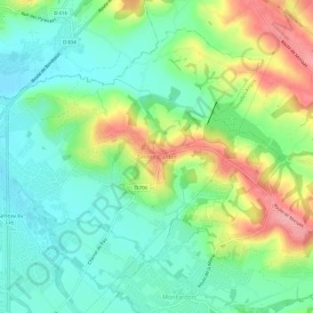 Carte topographique Serres-Castet, altitude, relief