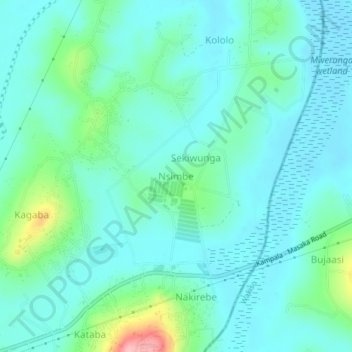 Carte topographique Nsimbe, altitude, relief