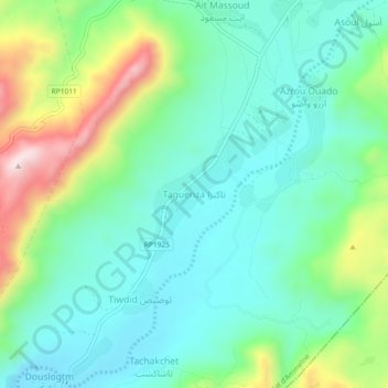 Carte topographique Taguenza, altitude, relief