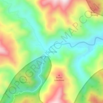 Carte topographique Saronda, altitude, relief