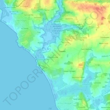 Carte topographique Kergaher, altitude, relief