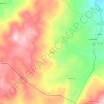 Carte topographique Portela, altitude, relief