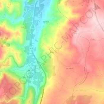 Carte topographique Relva, altitude, relief