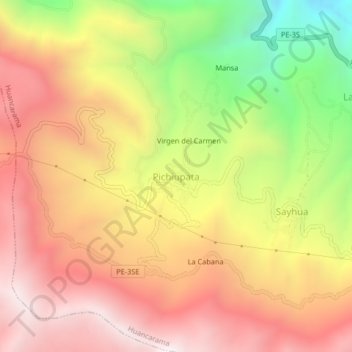 Carte topographique Pichiupata, altitude, relief