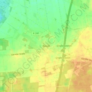 Carte topographique Bissel, altitude, relief