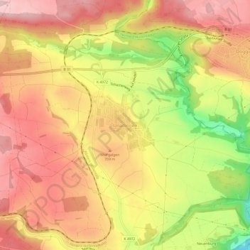Carte topographique Unadingen, altitude, relief