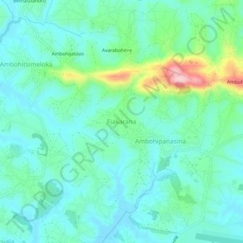 Carte topographique Fiakarana, altitude, relief