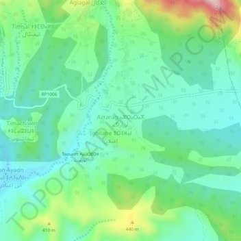 Carte topographique Azrarag, altitude, relief