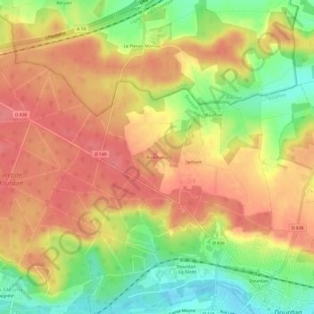 Carte topographique Bonchamp, altitude, relief