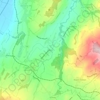 Carte topographique Villariaz, altitude, relief