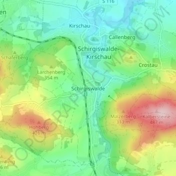 Carte topographique Schirgiswalde, altitude, relief