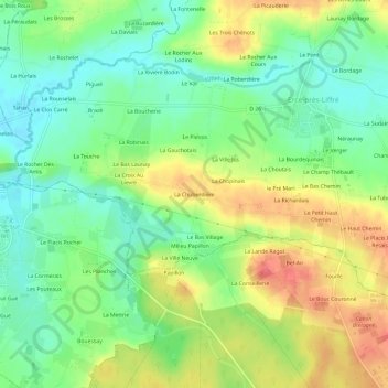 Carte topographique La Chuberdière, altitude, relief