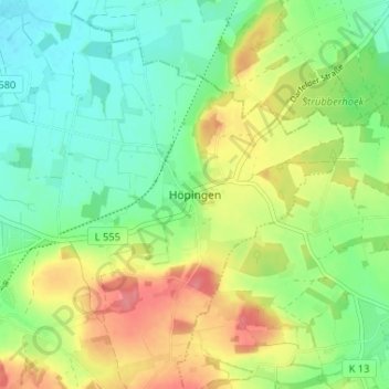 Carte topographique Höpingen, altitude, relief