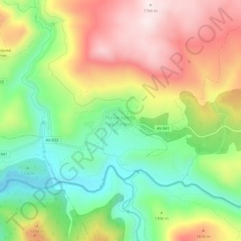 Carte topographique Navacepeda de Tormes, altitude, relief