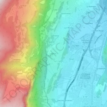 Carte topographique Allières, altitude, relief