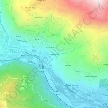 Carte topographique Piangiacolin, altitude, relief