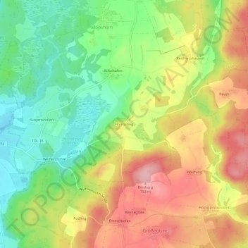Carte topographique Harmating, altitude, relief