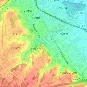 Carte topographique Unter-Beberich, altitude, relief
