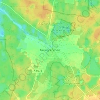 Carte topographique Grüngräbchen, altitude, relief