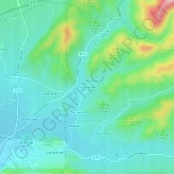 Carte topographique La Portanière, altitude, relief