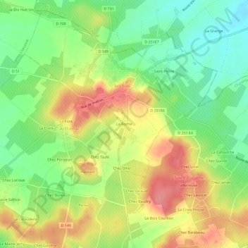 Carte topographique La Roche, altitude, relief