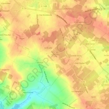 Carte topographique La Touche, altitude, relief