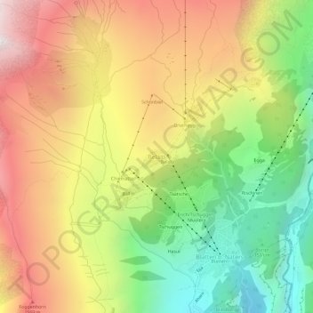 Carte topographique Belalp, altitude, relief