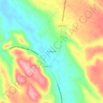 Carte topographique Rocheachi, altitude, relief