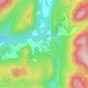 Carte topographique Tewkesbury, altitude, relief