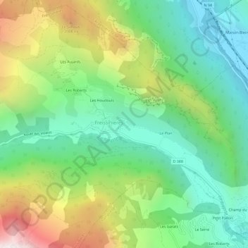 Carte topographique Les Meyries, altitude, relief