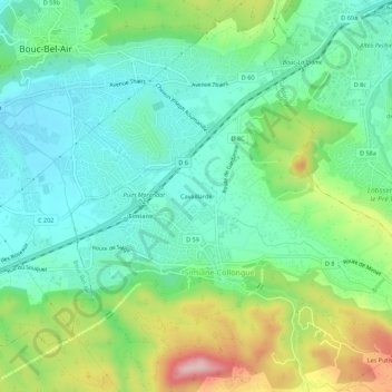 Carte topographique Cavaillarde, altitude, relief