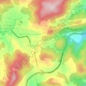 Carte topographique El Guarda, altitude, relief