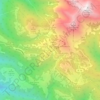 Carte topographique Pian de' Valli, altitude, relief