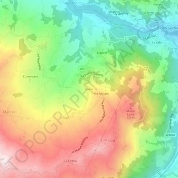 Carte topographique Cisana, altitude, relief