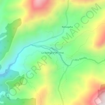 Carte topographique La Bodega (Palestina), altitude, relief