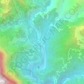 Carte topographique Les Trois Bras, altitude, relief