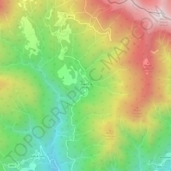 Carte topographique Capanne di Sillano, altitude, relief