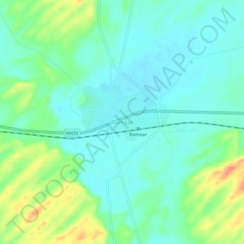 Carte topographique Ramsar, altitude, relief