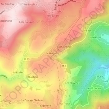 Carte topographique Col de la Gachet, altitude, relief