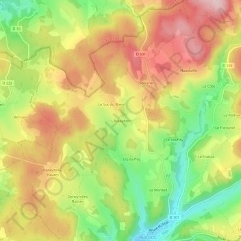 Carte topographique L'Aulagnier, altitude, relief