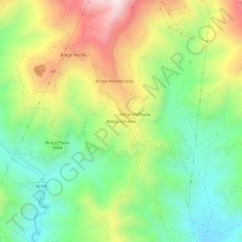 Carte topographique Borgo Schisina, altitude, relief