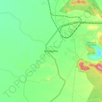 Carte topographique Mahagama, altitude, relief