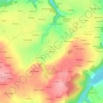 Carte topographique Kermao, altitude, relief