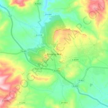 Carte topographique Alcalá la Real, altitude, relief