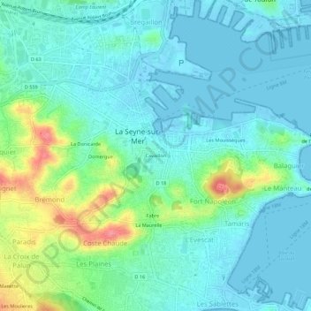 Carte topographique Cavaillon, altitude, relief