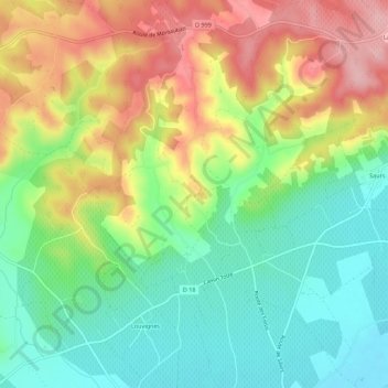 Carte topographique Montaigut, altitude, relief