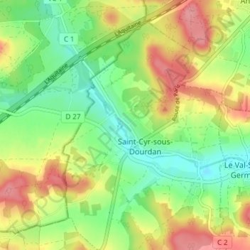 Carte topographique Bandeville, altitude, relief