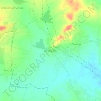 Carte topographique Rayalapur, altitude, relief